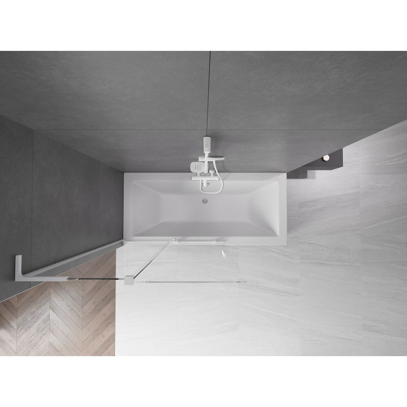 Mexen Velar L paratia bagno a 2 ante scorrevoli 110 x 150 cm, trasparente, bianco - 896-110-003-01-20