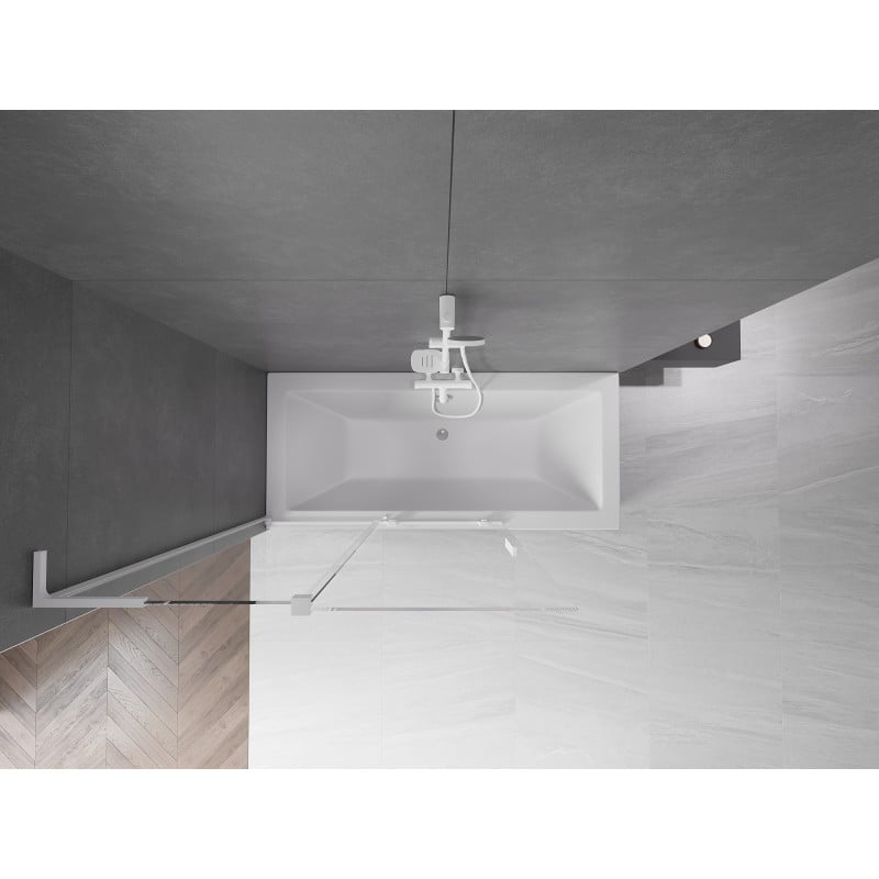 Mexen Velar L divisória de banheira dobrável de 2 painéis de correr 120 x 150 cm, transparente, branco - 896-120-003-01-20