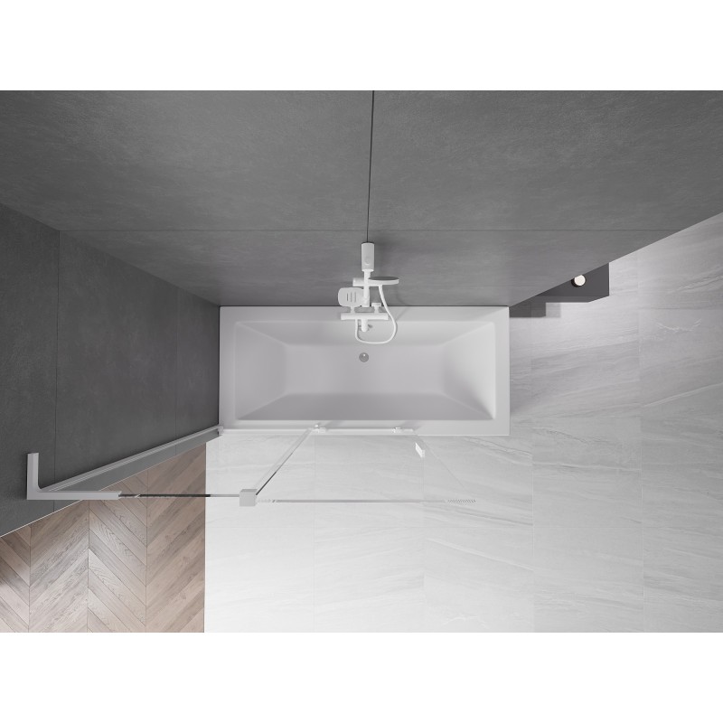 Mexen Velar L parawan nawannowy 2-skrzydłowy rozsuwany 120 x 150 cm, transparent, biały - 896-120-003-01-20