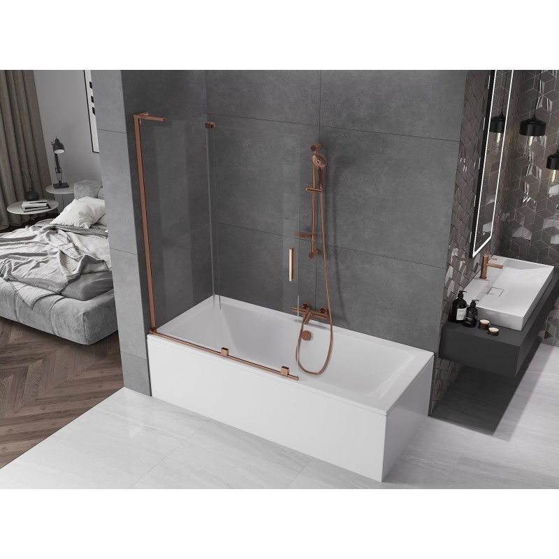 Mexen Velar L bath screen 2-panel sliding 120 x 150 cm, transparent, rose gold - 896-120-003-01-60