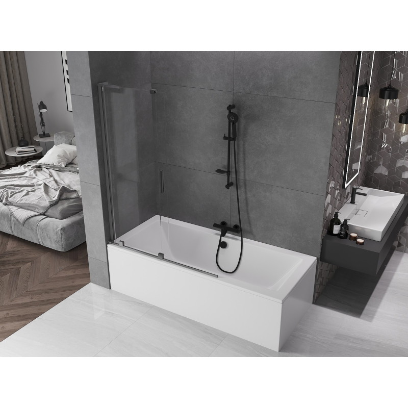 Mexen Velar L 2-osaline liigendiga vanniklapp, 120 x 150 cm, läbipaistev, relvmetall - 896-120-003-01-95