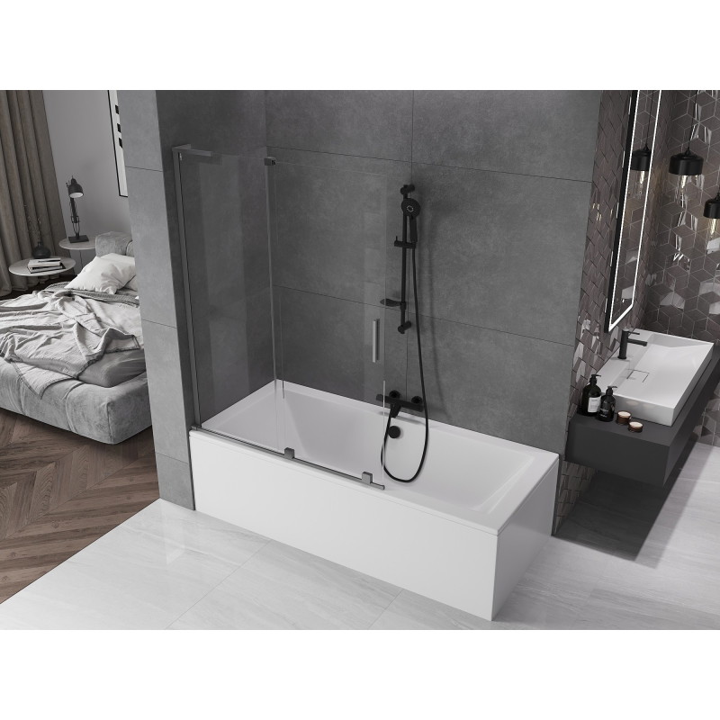 Mexen Velar L 2-osaline liigendiga vanniklapp, 120 x 150 cm, läbipaistev, relvmetall - 896-120-003-01-95