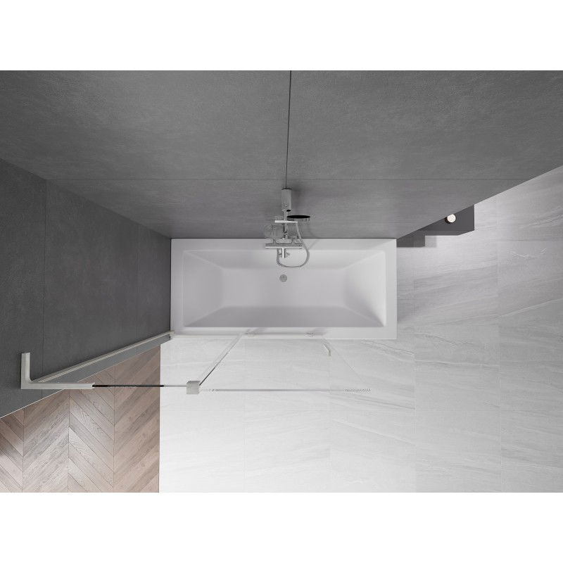 Mexen Velar L δίφυλλη συρόμενη μπανιέρα 120 x 150 cm, διαφανές, βουρτσισμένο