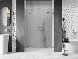 Mexen Lunar Duo preklopna tuš vrata 160 cm, prozirna, krom - 834D-160-000-01-00