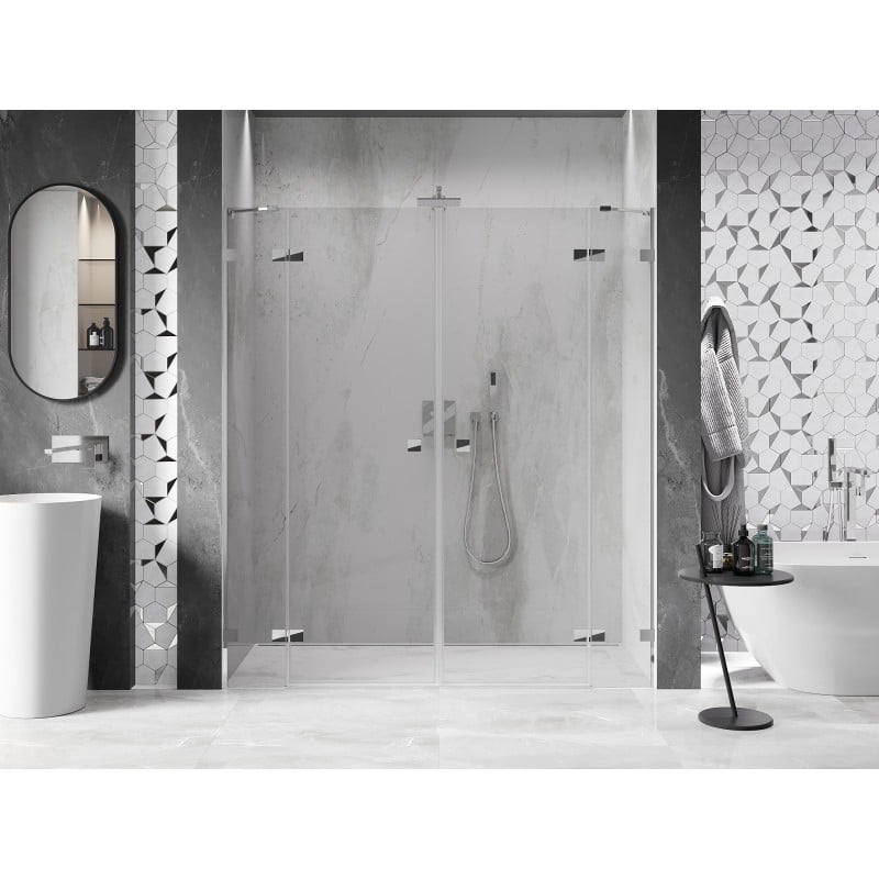 Mexen Lunar Duo puertas de ducha abatibles 190 cm, transparente, cromo - 834D-190-000-01-00