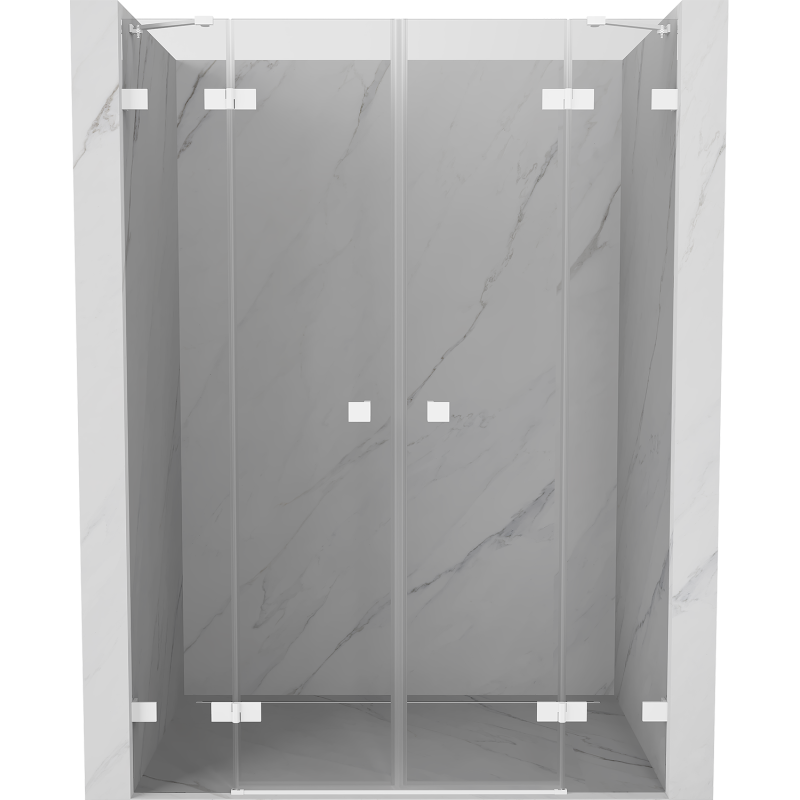 Mexen Lunar Duo portes de douche pivotantes 140 cm, transparentes, blanches - 834D-140-000-20-00