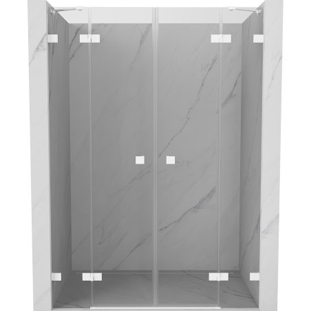 Mexen Lunar Duo 140 cm Hinged Shower Door, Transparent, White - 834D-140-000-20-00