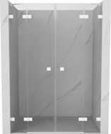 Mexen Lunar Duo zaokretna tuš vrata otklopna 140 cm, prozirna, bijela - 834D-140-000-20-00