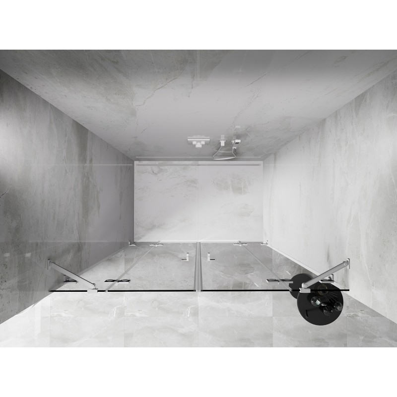 Mexen Lunar Duo drzwi prysznicowe uchylne 140 cm, transparent, białe - 834D-140-000-20-00
