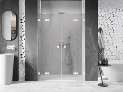 Mexen Lunar Duo draaibare douchedeuren 150 cm, transparant, wit - 834D-150-000-20-00