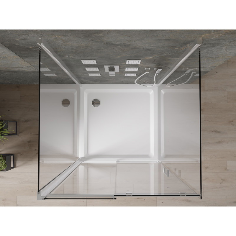 Mexen Omega-3S 3-zijdige schuifdouchecabine 100x100 cm, transparant, chroom + Flat douchebak - 825-100-100-01-00-3s-4010