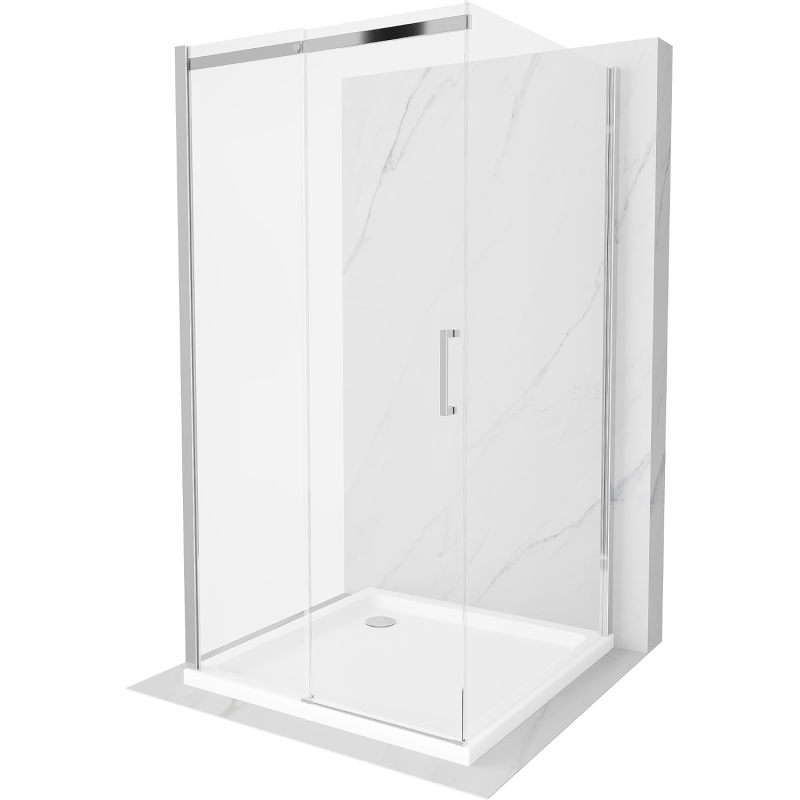 Mexen Omega-3S 3-wall sliding shower cabin 100x100 cm, transparent, chrome + Flat tray - 825-100-100-01-00-3s-4010