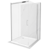 Mexen Omega-3S tuš kabina 3-stranska, drsna 100x100 cm, prozorna, krom + tuš kad Flat - 825-100-100-01-00-3s-4010