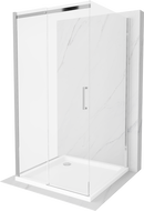 Mexen Omega-3S tuš kabina 3-stijenska, klizna 100x100 cm, prozirna, krom + plitica Flat - 825-100-100-01-00-3s-4010