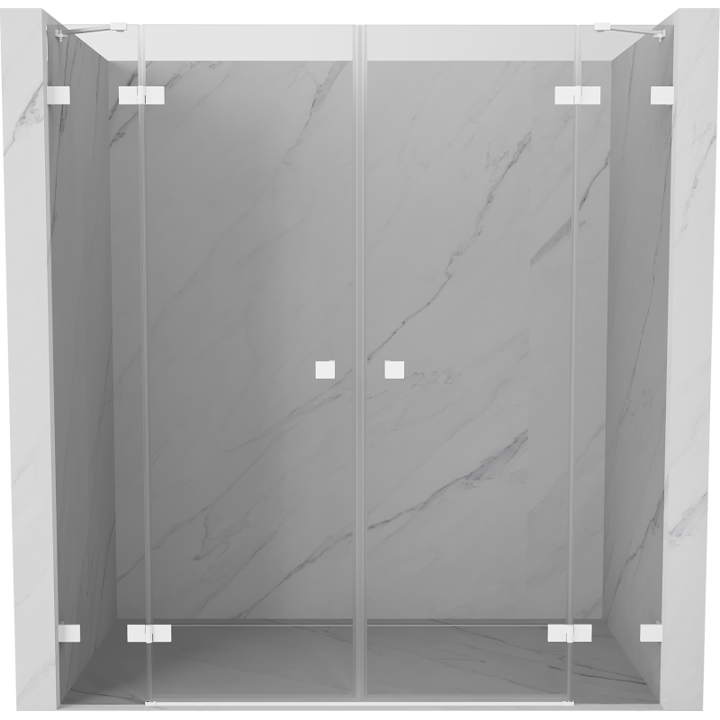 Mexen Lunar Duo portes de douche battantes 200 cm, transparentes, blanches - 834D-200-000-20-00