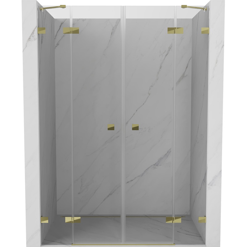 Mexen Lunar Duo preklopna vrata za tuš 140 cm, prozirna, zlatna - 834D-140-000-50-00