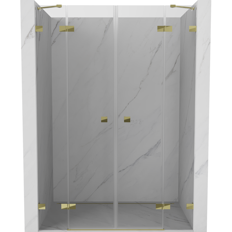 Mexen Lunar Duo 150 cm Hinged Shower Doors, Transparent, Gold - 834D-150-000-50-00