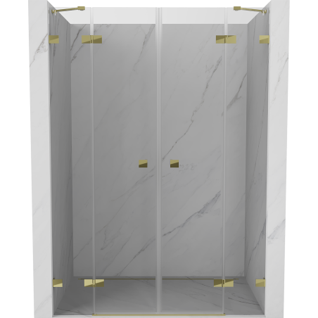 Mexen Lunar Duo 150 cm Hinged Shower Doors, Transparent, Gold - 834D-150-000-50-00