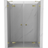 Mexen Lunar Duo 150 cm Hinged Shower Doors, Transparent, Gold - 834D-150-000-50-00