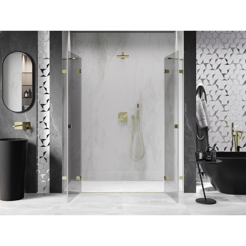 Mexen Lunar Duo portes de douche pivotantes 170 cm, transparentes, dorées - 834D-170-000-50-00