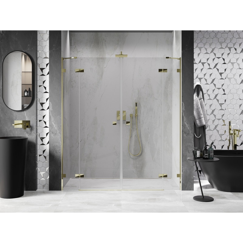 Mexen Lunar Duo Swing Shower Doors 190 cm, Transparent, Gold - 834D-190-000-50-00