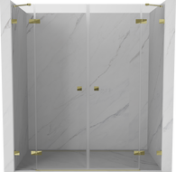 Mexen Lunar Duo preklopna vrata za tuš 190 cm, prozirna, zlatna - 834D-190-000-50-00