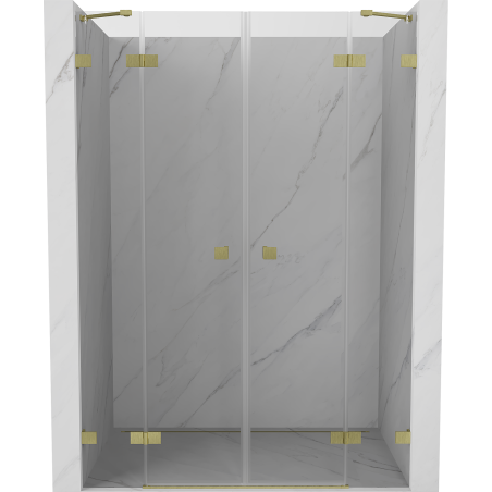 Mexen Lunar Duo porte de douche pivotante 140 cm, transparent, or brossé - 834D-140-000-55-00