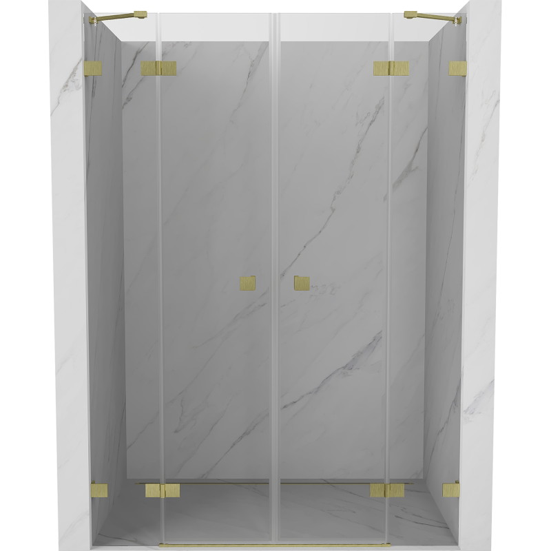 Mexen Lunar Duo hinged-duššuks 160 cm, läbipaistev, harjatud kuldne - 834D-160-000-55-00