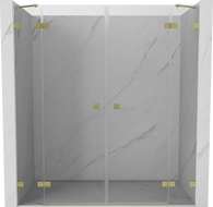 Mexen Lunar Duo tuš vrata s otvaranjem od 180 cm, prozirna, brušeno zlato - 834D-180-000-55-00