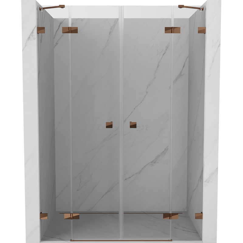 Mexen Lunar Duo duschdörrar svängbara 140 cm, transparent, roséguld - 834D-140-000-60-00