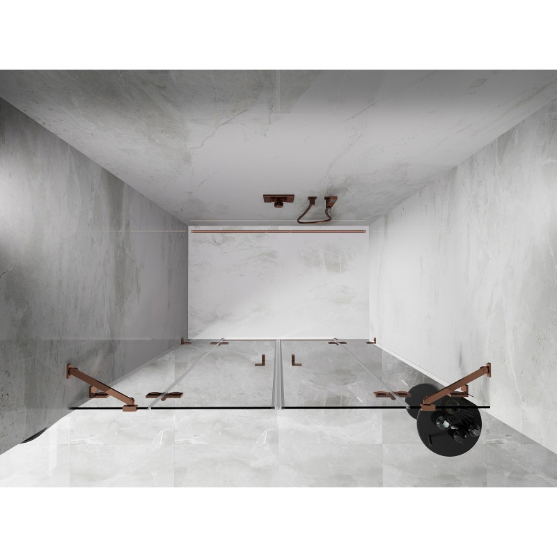 Mexen Lunar Duo Shower Doors, Hinged, 150 cm, Transparent, Rose Gold - 834D-150-000-60-00