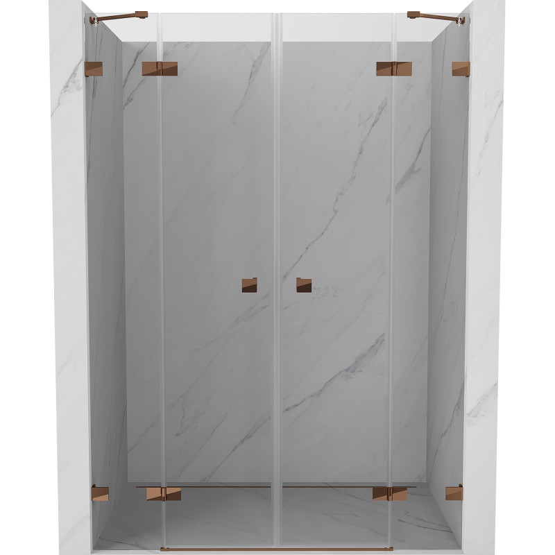 Mexen Lunar Duo Shower Doors, Hinged, 150 cm, Transparent, Rose Gold - 834D-150-000-60-00