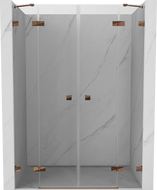 Mexen Lunar Duo preklopna vrata za tuš 150 cm, prozirna, ružičasto zlato - 834D-150-000-60-00