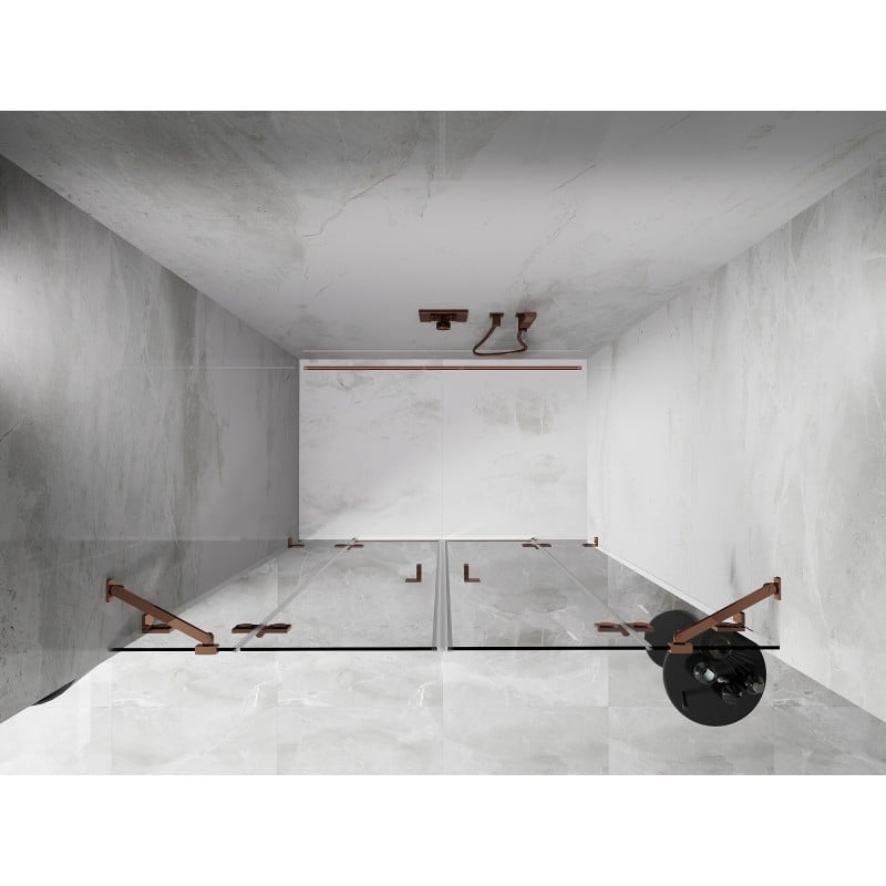 Mexen Lunar Duo 160 cm Hinged Shower Doors, Transparent, Rose Gold - 834D-160-000-60-00