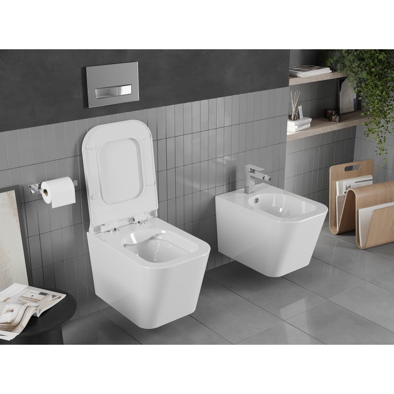 Mexen Teo Rimless WC-kulho hidastavalla slim-kannella, duroplast, valkoinen kiiltävä - 30850700