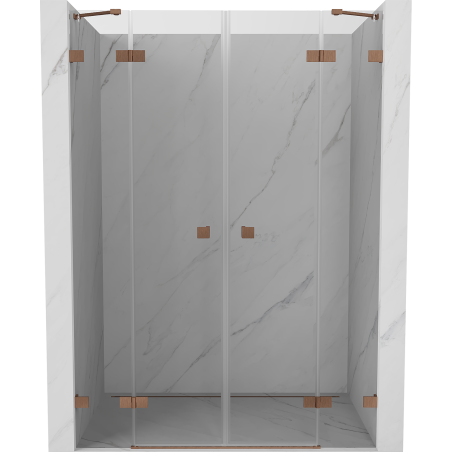 Mexen Lunar Duo shower door hinged 140 cm, transparent, brushed copper - 834D-140-000-65-00
