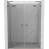 Mexen Lunar Duo shower door hinged 140 cm, transparent, brushed copper - 834D-140-000-65-00