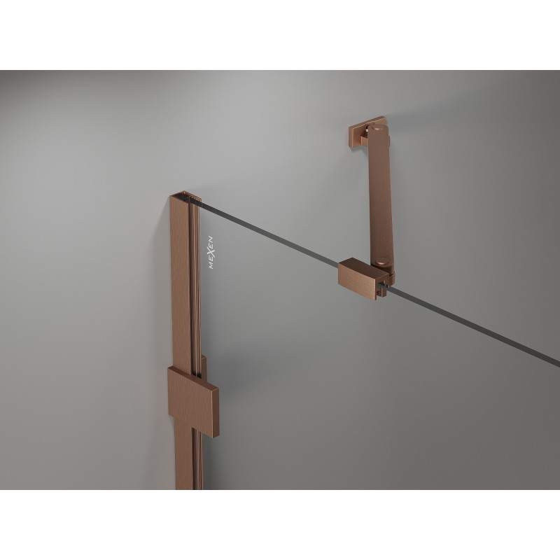 Mexen Lunar Duo shower door hinged 140 cm, transparent, brushed copper - 834D-140-000-65-00