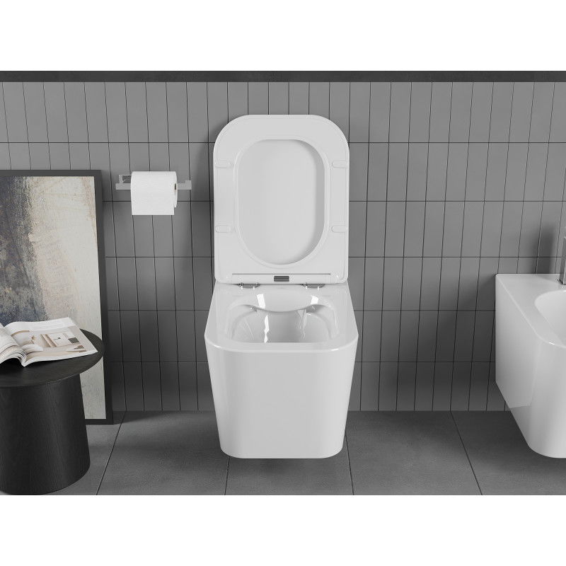 Mexen Teo Rimless Toilet Bowl with Slim Soft-Close Seat, Duroplast, White Gloss - 30850600