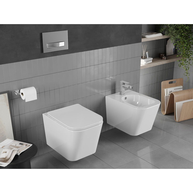 Mexen Teo WC podsēdeklis Rimless ar lēni krītošu vāku slim, duroplasts, balts spīdums - 30850600