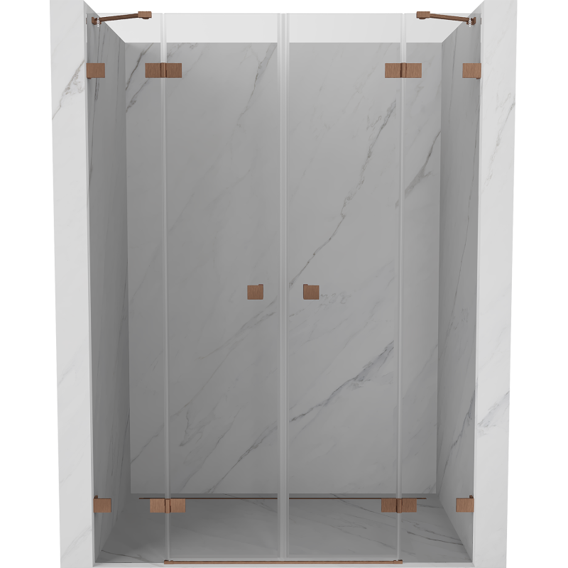 Mexen Lunar Duo portes de douche battantes 160 cm, transparent, cuivre brossé - 834D-160-000-65-00