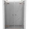 Mexen Lunar Duo portes de douche battantes 160 cm, transparent, cuivre brossé - 834D-160-000-65-00