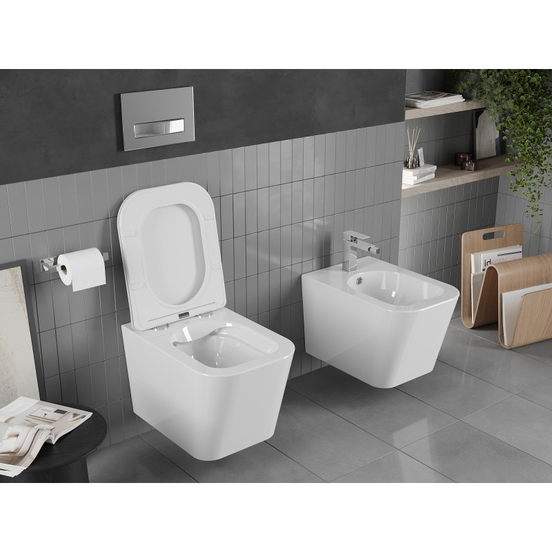 Mexen Teo inodoro wc Rimless con asiento de cierre suave slim, duroplast, blanco brillo - 30850600