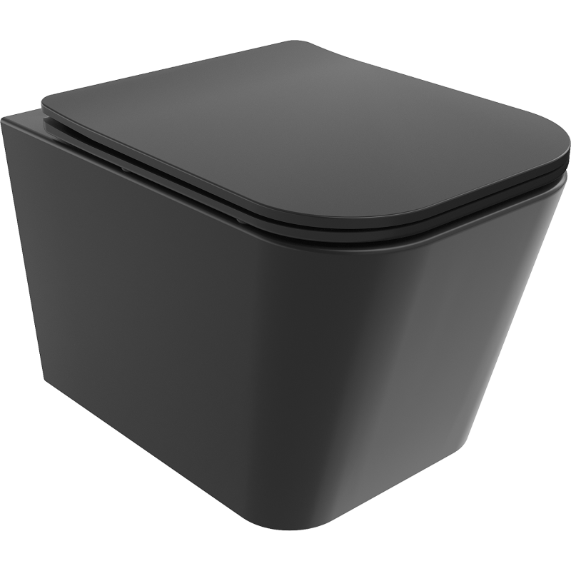 Mexen Teo inodoro sin rebordes con asiento de caída lenta slim, duroplast, negro mate - 30850685