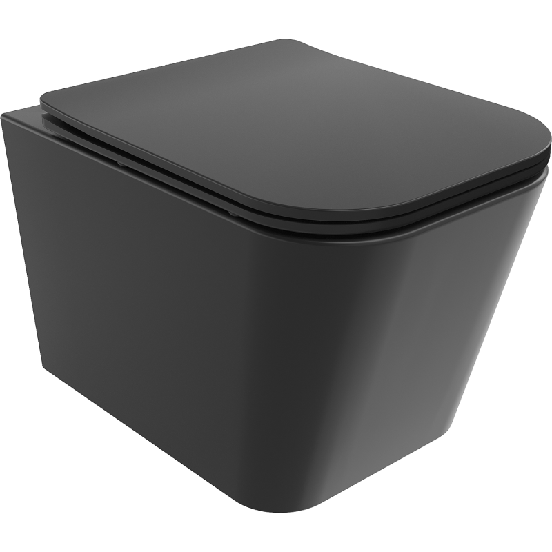 Mexen Teo WC-Schüssel Rimless mit langsam schließendem Slim-Sitz, Duroplast, Schwarz Matt - 30850685