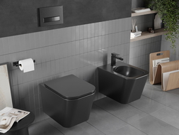 Mexen Teo miska wc Rimless z deską wolnoopadającą slim, duroplast, czarna mat - 30850685