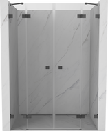 Mexen Lunar Duo preklopna tuš vrata 140 cm, prozirna, brušena pištoljsko siva - 834D-140-000-66-00