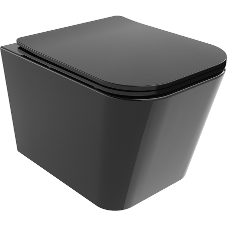 Mexen Teo cuvette WC sans rebord avec abattant slim à descente lente, duroplast, noir brillant - 30854070