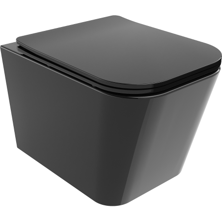 Mexen Teo WC-skål Rimless med mjukstängande slim-sits, duroplast, svart glans - 30854070
