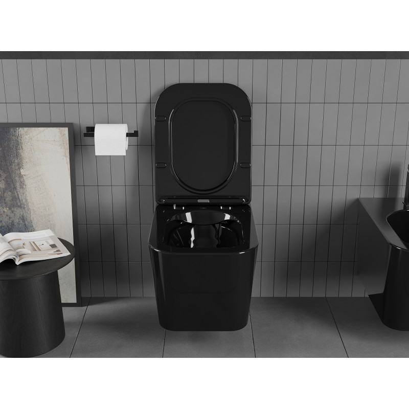 Mexen Teo cuvette WC Rimless avec abattant à fermeture douce slim, duroplast, noir brillant - 30854070